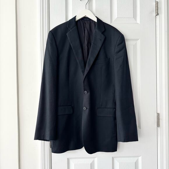 Joseph Abboud Loro Piana Wool Navy Blue Two Button Men Sports Jacket Blazer 42L - Picture 1 of 12